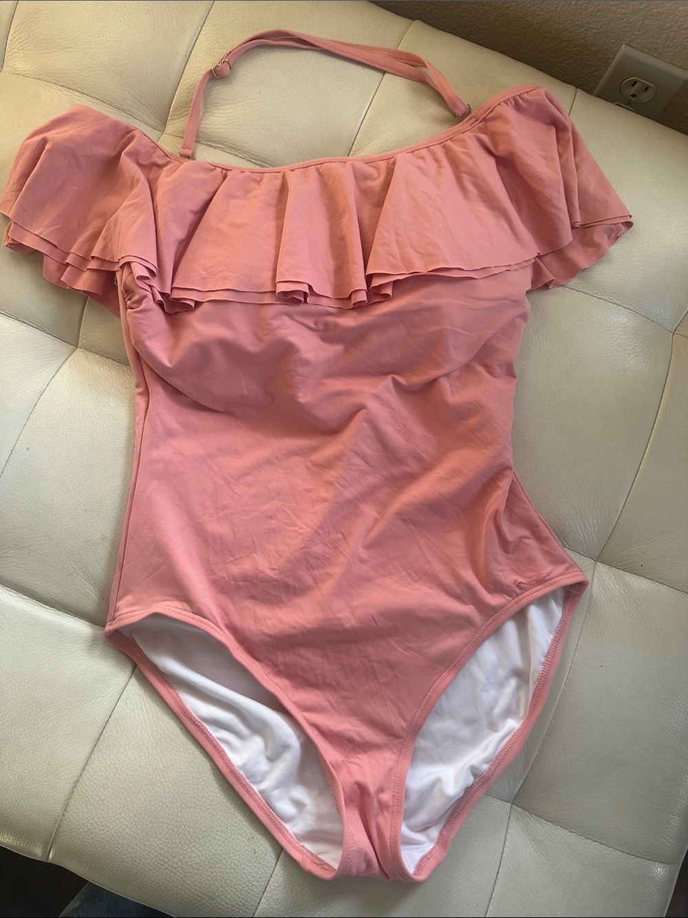 Michael Kors Pink Ruffle One-Piece Swimsuit